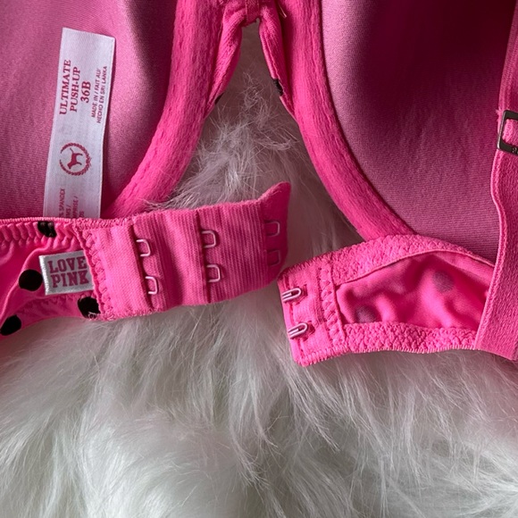 PINK Victoria’s Secret Ultimate Push-Up Pink Polkadot Bra 36B - Picture 3 of 4